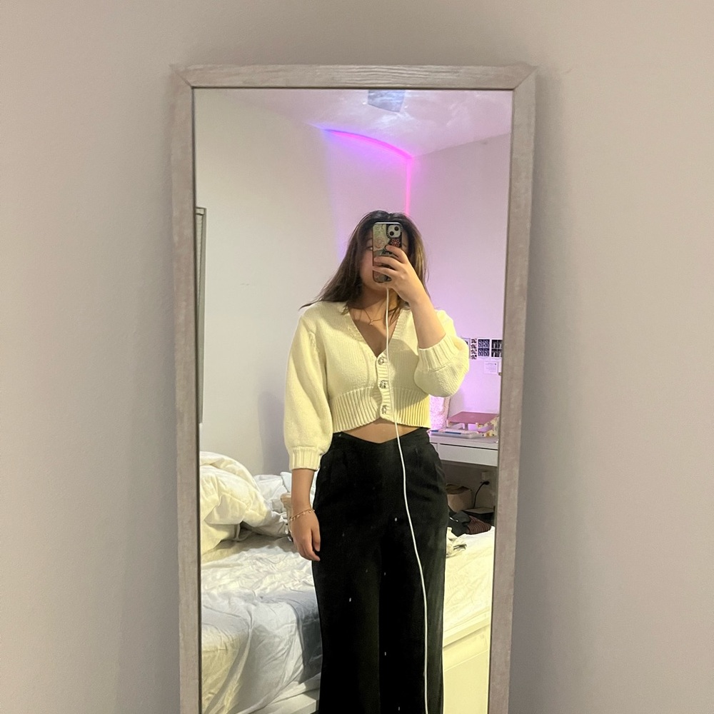 zara knit cardigan with diamond buttons